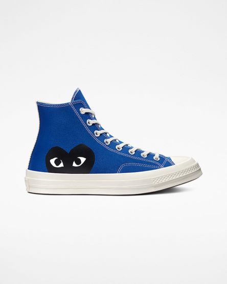 Tenisi Inalti Dama Converse x Comme des Garçons PLAY Chuck 70 Albastri Negrii | RO TDZYN645